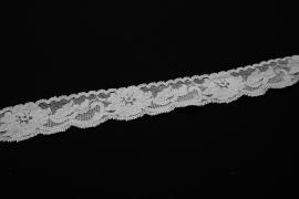 Taśma koronkowa elastyczna - szeroka na 3 cm, kolor biały