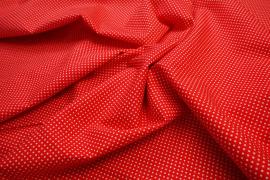Bawełna - czerwone tło, białe kropki 2 mm