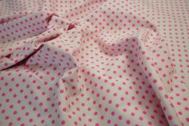 Bawełna - białe tło, różowe kropki 5 mm