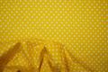 Bawełna - żółte tło, białe kropki 5 mm