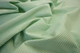 Bawełna - białe tło, zielone kropki 2 mm
