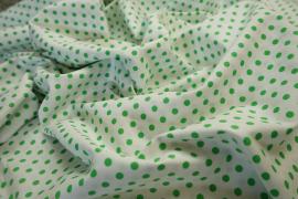 Bawełna - białe tło, zielone kropki 5 mm