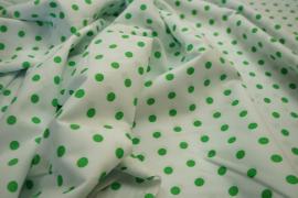 Bawełna - białe tło, zielone kropki 7 mm