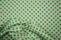 Bawełna - białe tło, zielone kropki 1 cm