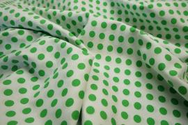 Bawełna - białe tło, zielone kropki 1 cm
