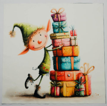 Panel poduszkowy - świąteczny elf z prezentami