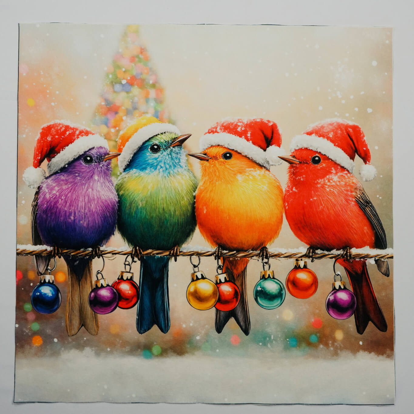 Panel poduszkowy - kolorowe świąteczne ptaszki