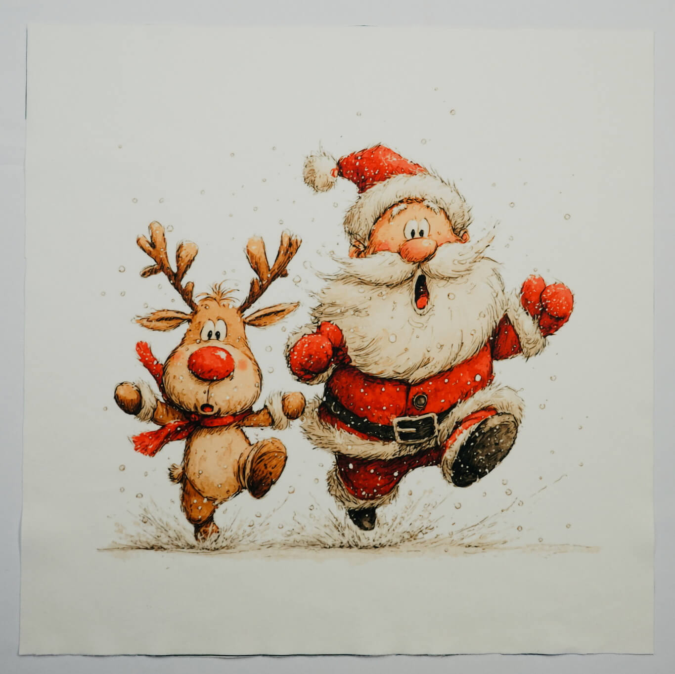 Panel poduszkowy - Mikołaj i renifer w biegu