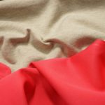 Dzianina poliestrowa dwustronna - szary melanż z różem