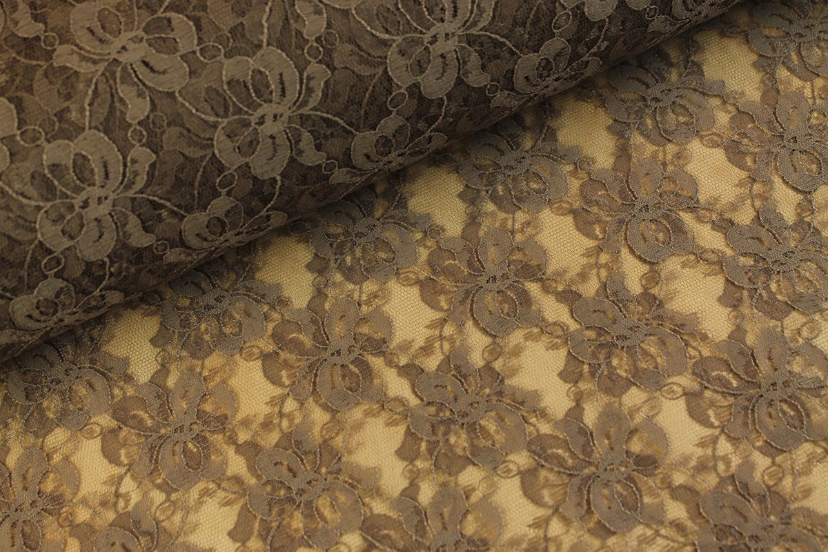 Koronka duży kwiat – Taupe