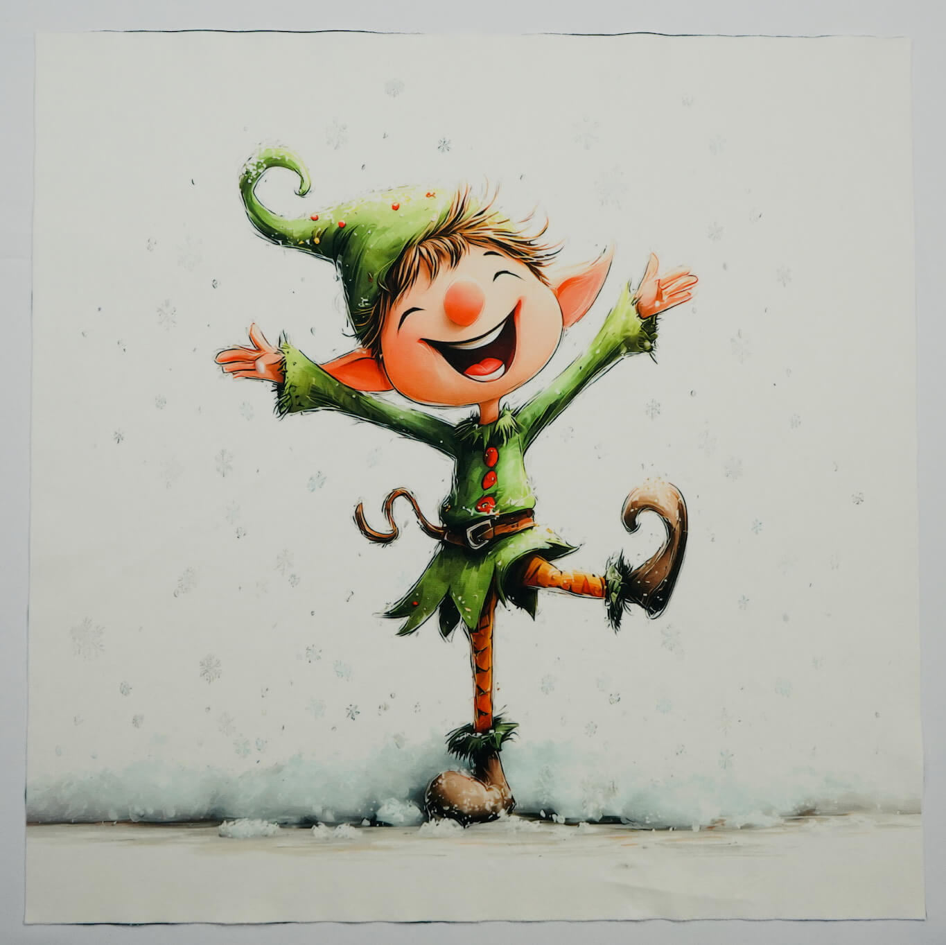 Panel poduszkowy - tańczący elf w śniegu