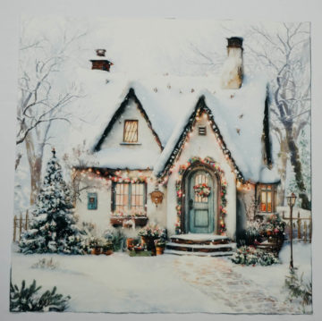 Panel poduszkowy - zimowa świąteczna chatka