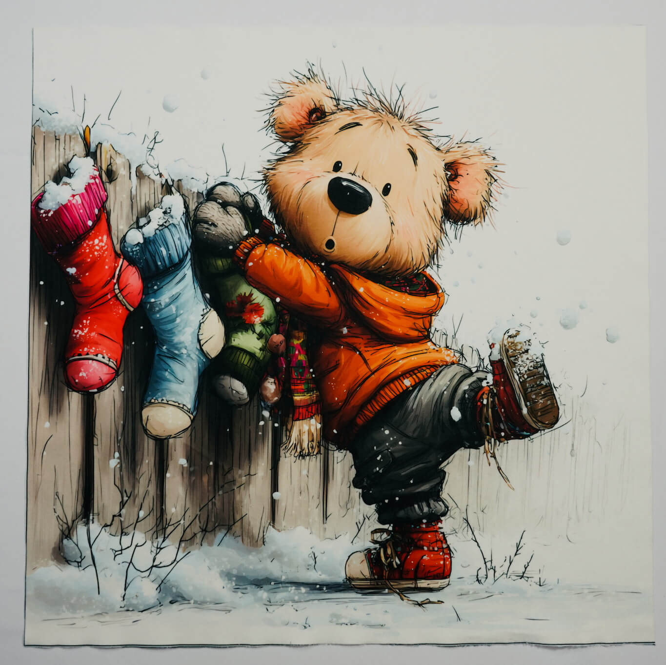 Panel poduszkowy - miś ze skarpetkami