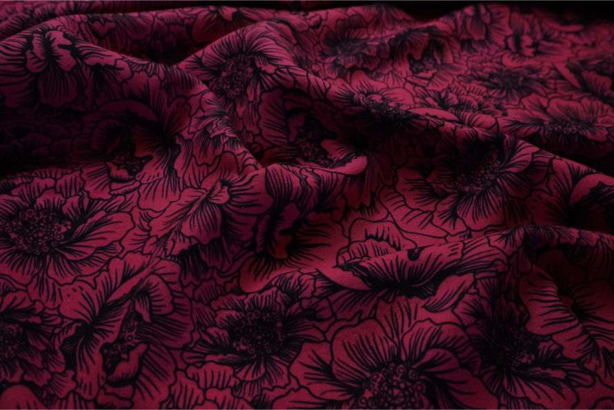 Flausz zimowy z motywem kwiatowym