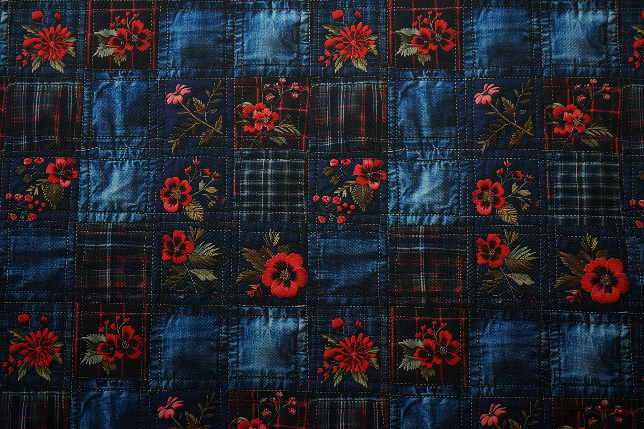 Nowości 1 Tkanina ogrodowa wodoodporna – jeansowy patchwork